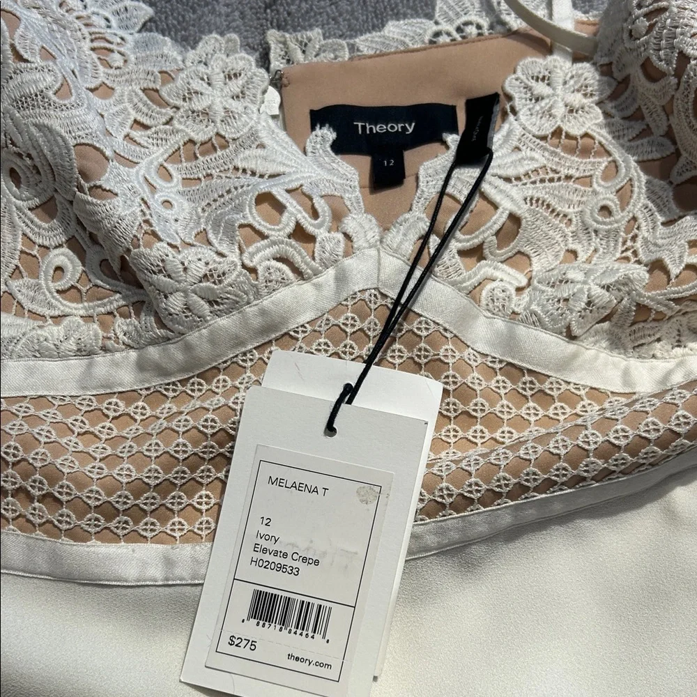 Theory Lace Detail Cream Chemise - Picture 2 of 4